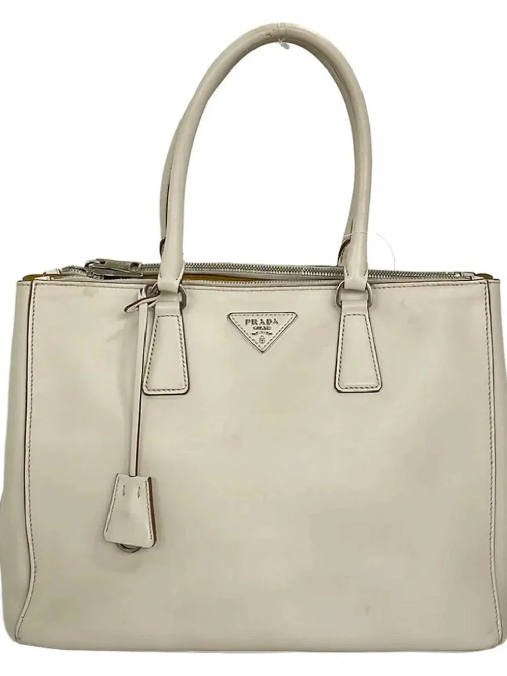 PRADA 1BA274 Cream Leather Women's Handbag